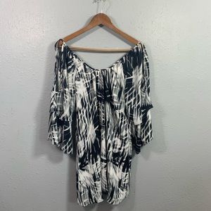 Parker Black White Cold Shoulder Tunic Dress Sz S